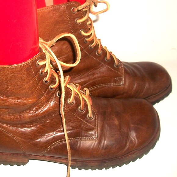 Jim Barnier Eco-Friendly Handmade Brown Leather Boho Chic Lace Up Hobo Boots 7M - Picture 4 of 15